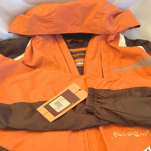 NWTBoys Hawke & Co. Performance Outerwear Jacket Hoodie Orange/Brown 14/16 Large